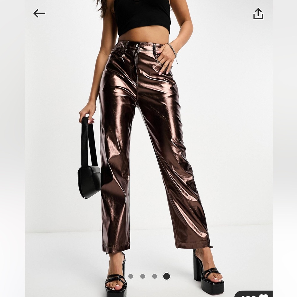 NWT Amy Lynn Lupe pants in metallic dark coffee bronze concert festival